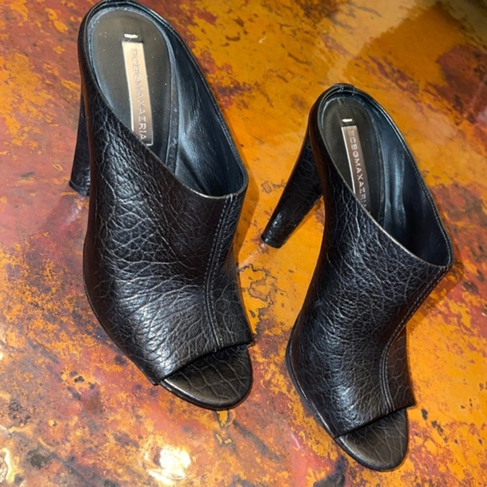 BCBGMaxAzria embossed leather high heel slides - size 8B